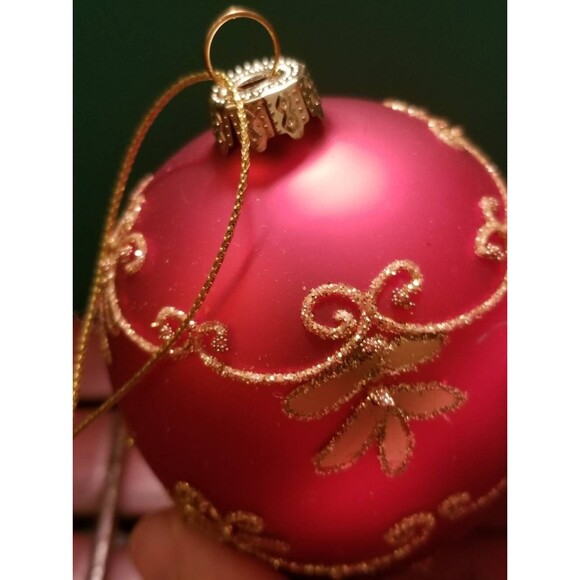 Vintage 1950s Fabergé Egg Style Christmas Ornament Red With Gold Details - Picture 4 of 5